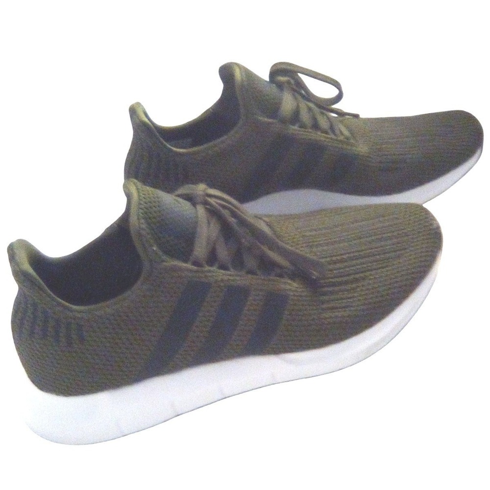 Adidas Swift Run Mens Olive Green Black White Knit Sneakers CG4112 Size 8